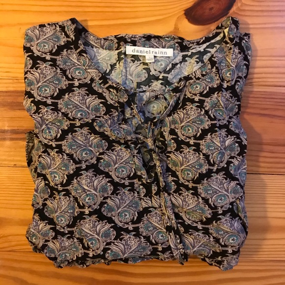 Daniel Rainn Purple Black Boho Peplum Top, EUC, S - Picture 16 of 16